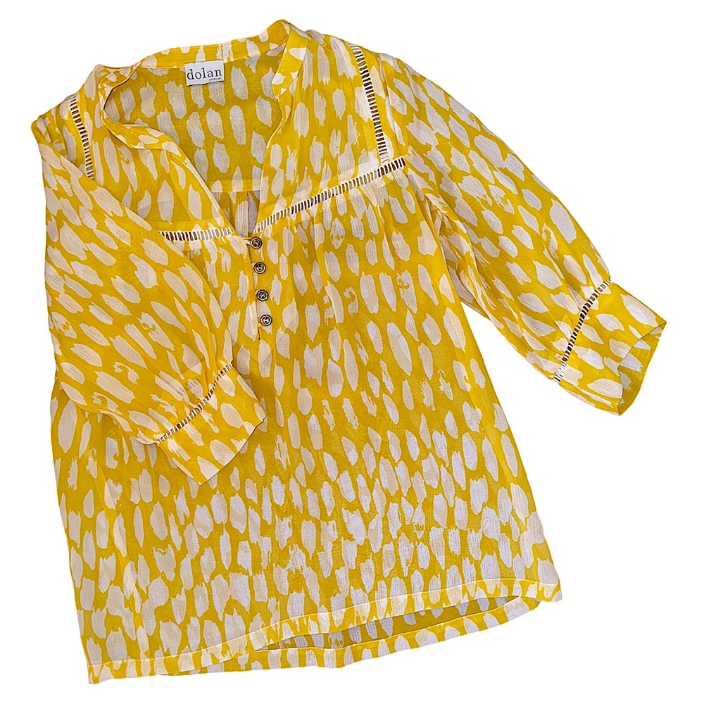 Anthropologie Dolan Yellow White Silk Blouse